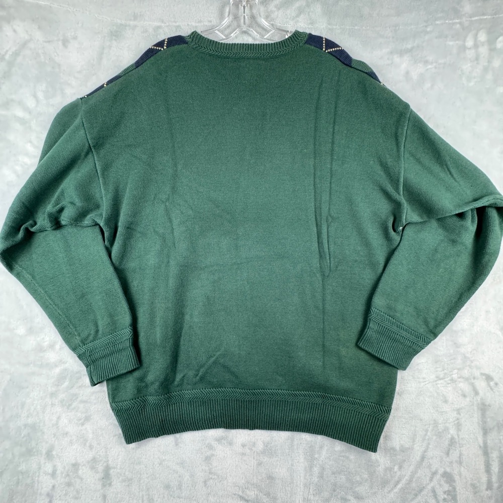 VTG Y2K Nautica Men's Argyle Sweater Green Navy Crew Neck Long Sleeve Cotton XL‎ - Picture 3 of 8